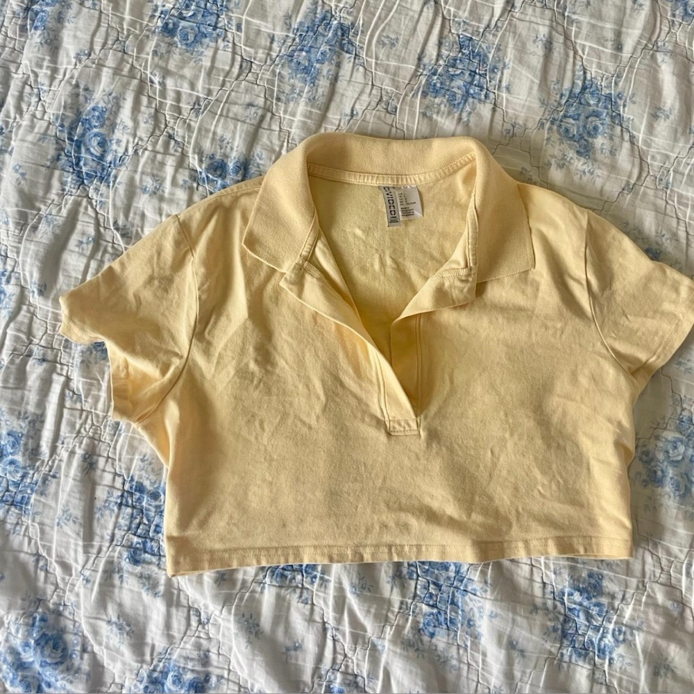 Pastel Yellow Crop Polo